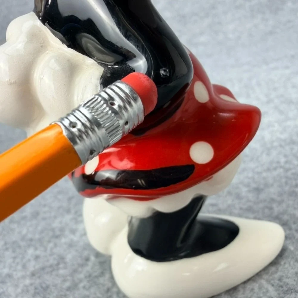 Disney Minnie Mouse Jerry Leigh Ceramic Salt Pepper Shaker Red Polka Dot 6”